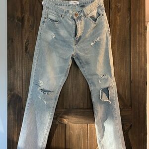 Fashion Nova Men's Light Blue Distressed Jeans
